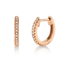 Load image into Gallery viewer, 14k Gold 0.07 Ct Diamond Huggie Earring, Available in White, Rose and Yellow Gold
