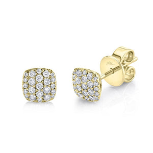14k Gold 0.24 Ct Diamond Pave Stud Earring, Available in White, Rose and Yellow Gold