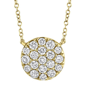 14k Gold 0.43Ct Pave Diamond Circle Necklace, Available in White, Rose and Yellow Gold