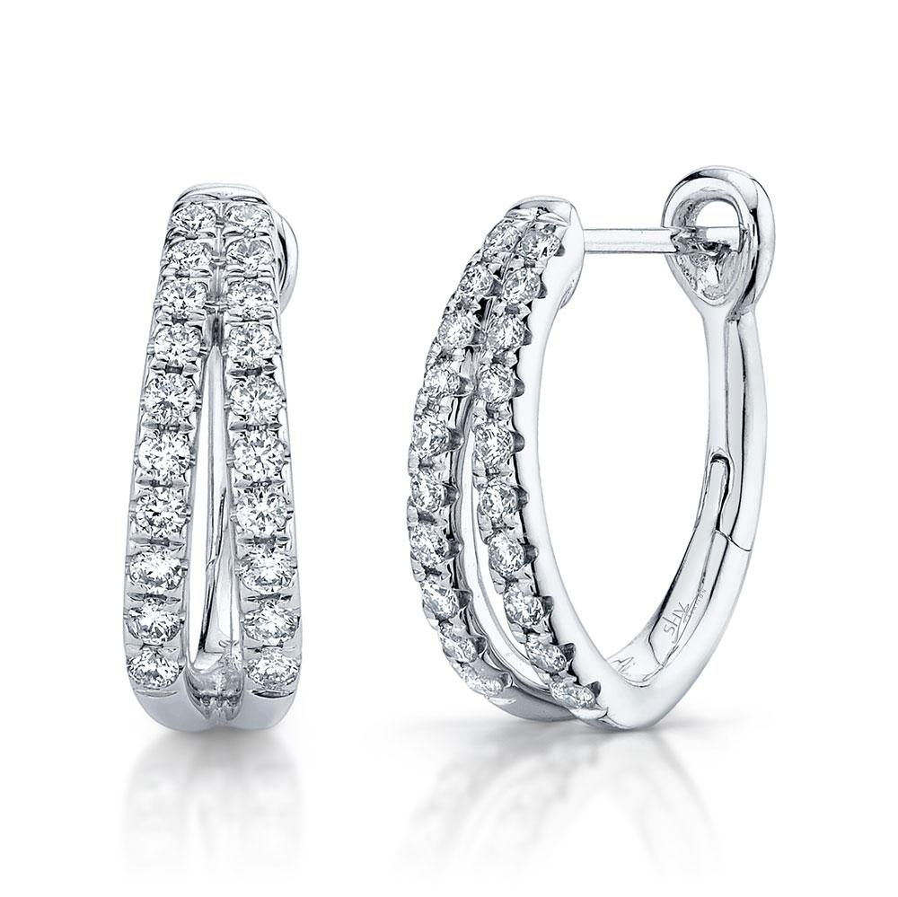 14k Gold 0.40Ct Diamond Oval Hoop Earring, Available in White, Rose and Yellow Gold