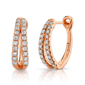14k Gold 0.40Ct Diamond Oval Hoop Earring, Available in White, Rose and Yellow Gold