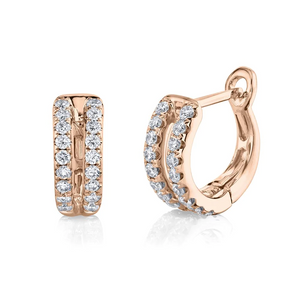 14k Gold 0.46Ct Diamond Huggie Earring, Available in White, Rose and Yellow Gold