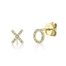 Load image into Gallery viewer, 14k Gold 0.09 Ct Diamond X&amp;O Earring, Available in White, Rose and Yellow Gold
