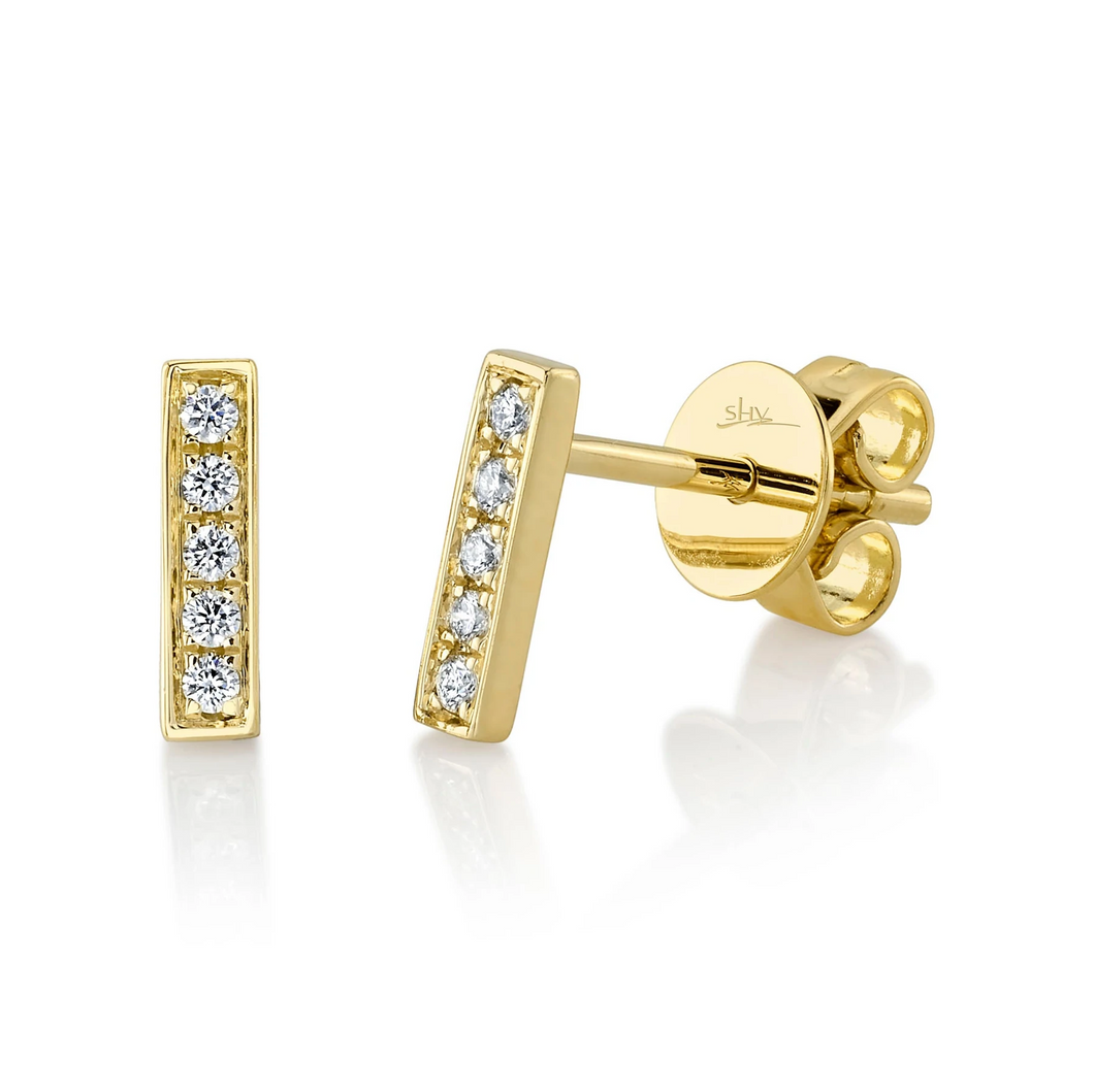 14k Gold 0.08Ct Diamond Earring, Available in White, Rose and Yellow Gold