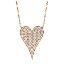 Load image into Gallery viewer, 14k Gold Diamond Pave Heart Necklace. Available in 4 Diamond Weights in White, Rose or Yellow
