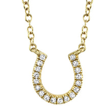 Load image into Gallery viewer, 14k 0.06 Carat Diamond Horseshoe Pendant, Available in White or Yellow Gold.
