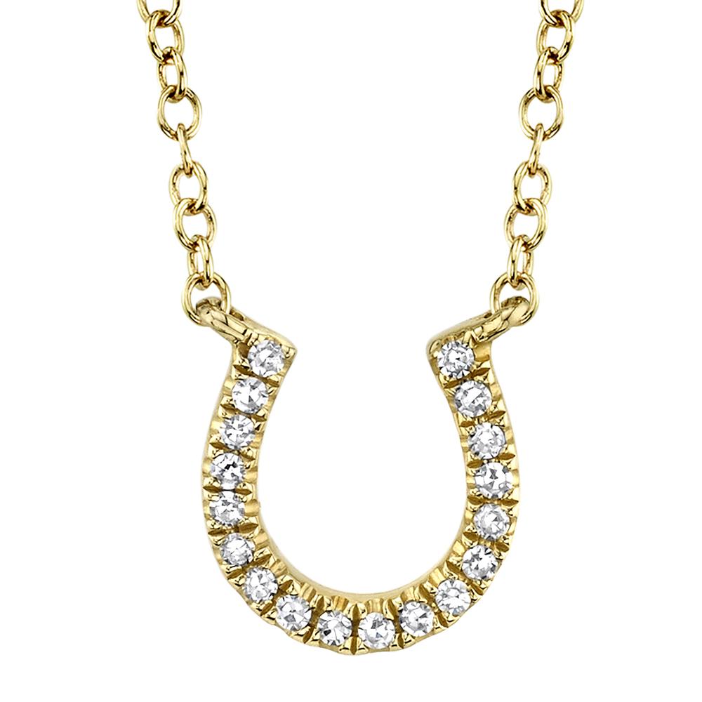 14k 0.06 Carat Diamond Horseshoe Pendant, Available in White or Yellow Gold.