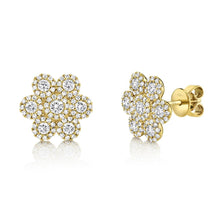 Load image into Gallery viewer, 14k Gold 0.95Ct Diamond Flower Cluster Earring, Available in White, Rose and Yellow Gold

