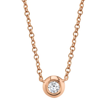 Load image into Gallery viewer, 14k Gold 0.05Ct Diamond Bezel Set Necklace, Available in White, Rose and Yellow Gold
