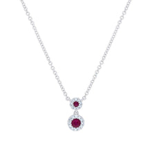 Load image into Gallery viewer, 14k Gold 0.12 Ct Ruby, 0.06 Ct Diamond Necklace, Available in White, Rose and Yellow Gold
