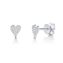 Load image into Gallery viewer, 14k Gold 0.10Ct Diamond Heart Earrings, Available in White, Rose and Yellow Gold
