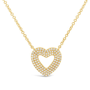 14k Gold 0.19 Ct Triple Row Open Heart Necklace, Available in White, Rose and Yellow Gold
