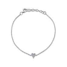 Load image into Gallery viewer, 14k Gold 0.05Ct Diamond Pave Heart Bracelet, available in White, Rose and Yellow Gold
