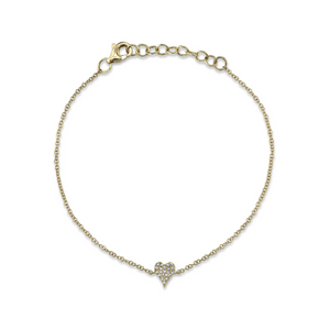 14k Gold 0.05Ct Diamond Pave Heart Bracelet, available in White, Rose and Yellow Gold