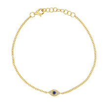 Load image into Gallery viewer, 14K Gold 0.06Ct Sapphire, 0.04Ct Diamond Eye Bracelet, Available in White, Rose and Yellow Gold
