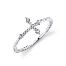 Load image into Gallery viewer, 14k White Gold 0.09Ct Diamond Cross Ring, Available in White, Rose and Yellow Gold
