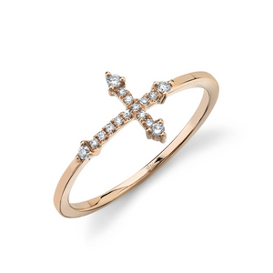 14k White Gold 0.09Ct Diamond Cross Ring, Available in White, Rose and Yellow Gold