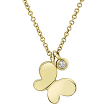 Load image into Gallery viewer, 14k Gold 0.02Ct Diamond Butterfly Charm Necklace, Available in White, Rose and Yellow Gold
