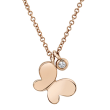 Load image into Gallery viewer, 14k Gold 0.02Ct Diamond Butterfly Charm Necklace, Available in White, Rose and Yellow Gold
