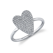 Load image into Gallery viewer, 14k Gold 0.26Ct Pave Diamond Heart Ring, available in White, Rose and Yellow Gold
