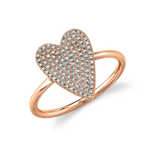 14k Gold 0.26Ct Pave Diamond Heart Ring, available in White, Rose and Yellow Gold