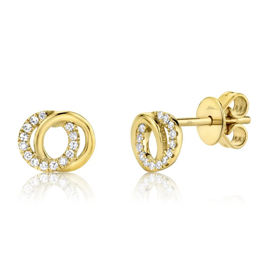 14k Gold 0.09Ct Diamond Love Knot Earring, Available in White, Rose and Yellow Gold