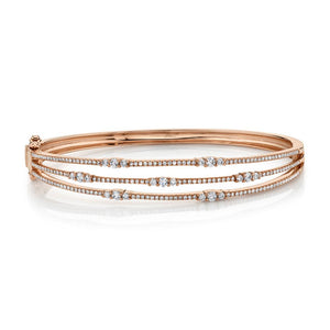 14k 1.05 Carats Diamond Bangle Bracelet, Available in White, Rose and Yellow Gold