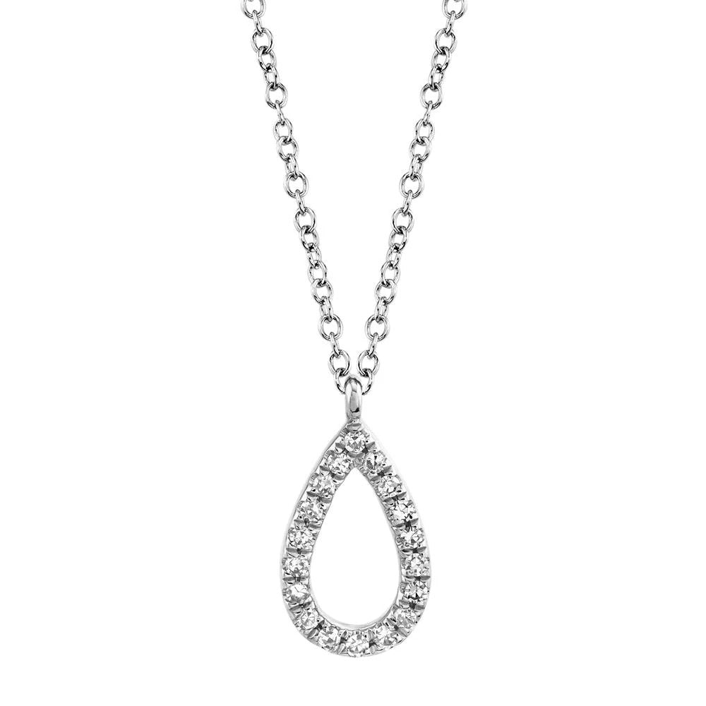 14k 0.06Ct Diamond Pear Shaped Drop Necklace, Available in White, Rose and Yellow Gold.