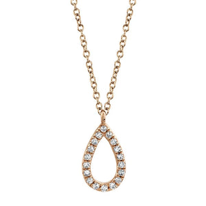 14k 0.06Ct Diamond Pear Shaped Drop Necklace, Available in White, Rose and Yellow Gold.