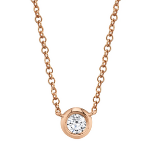 14k Gold 0.20Ct Diamond Bezel Set Necklace, Available in White, Rose and Yellow Gold
