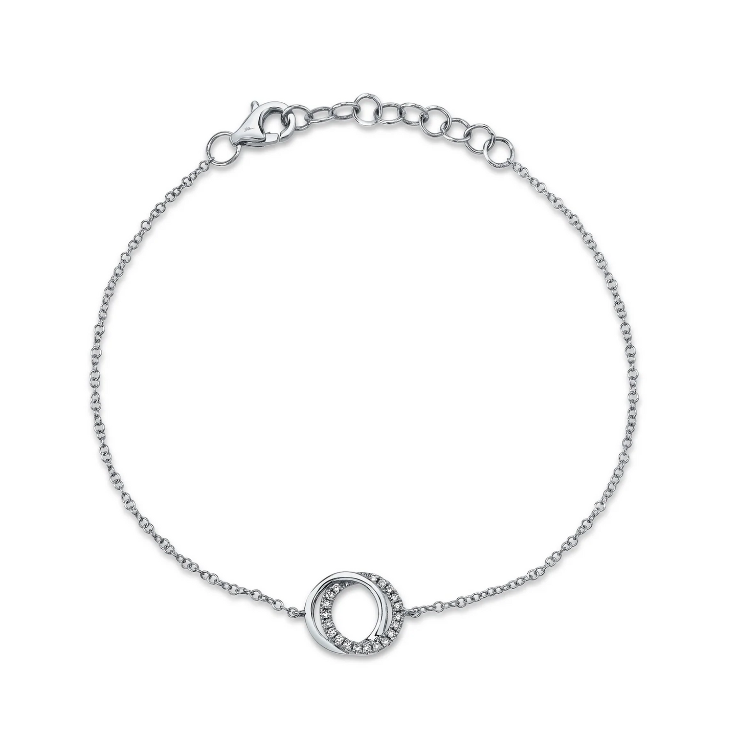 14k Gold 0.07Ct Diamond Love Knot Circle Bracelet, Available in White, Rose and Yellow Gold