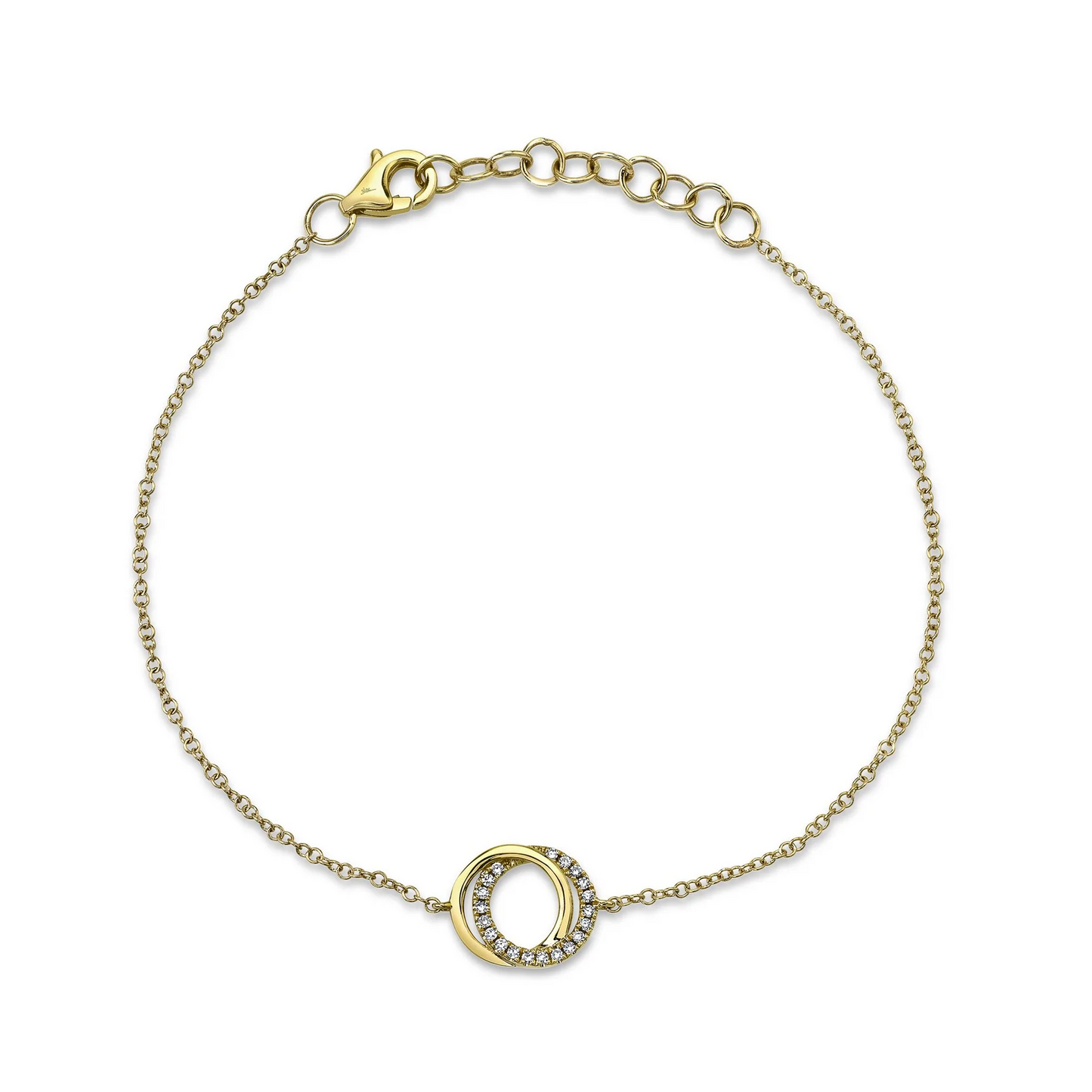 14k Gold 0.07Ct Diamond Love Knot Circle Bracelet, Available in White, Rose and Yellow Gold