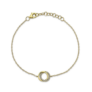 14k Gold 0.07Ct Diamond Love Knot Circle Bracelet, Available in White, Rose and Yellow Gold