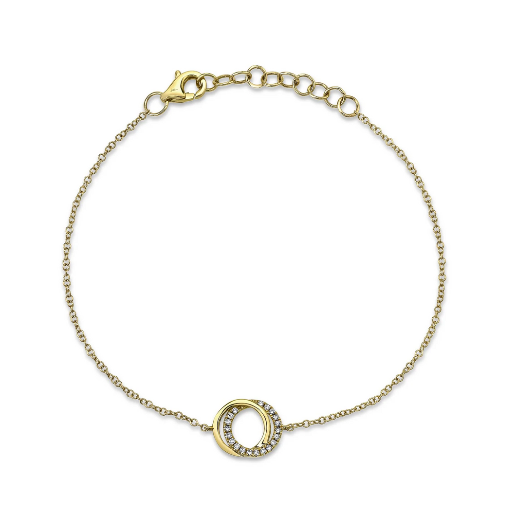 14k Gold 0.07Ct Diamond Love Knot Circle Bracelet, Available in White, Rose and Yellow Gold