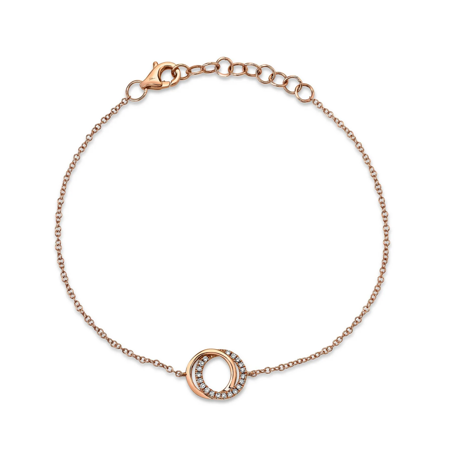 14k Gold 0.07Ct Diamond Love Knot Circle Bracelet, Available in White, Rose and Yellow Gold