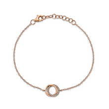 Load image into Gallery viewer, 14k Gold 0.07Ct Diamond Love Knot Circle Bracelet, Available in White, Rose and Yellow Gold
