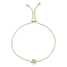 Load image into Gallery viewer, 14k Gold 0.07Ct Diamond Flower Bolo Bracelet, available in White, Rose and Yellow Gold
