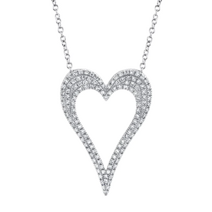 14k Gold 0.31Ct Diamond Heart Necklace, Available in White, Rose and Yellow Gold