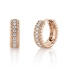 Load image into Gallery viewer, 14k Gold 0.18Ct Diamond Huggie Earring, Available in White, Rose and Yellow Gold
