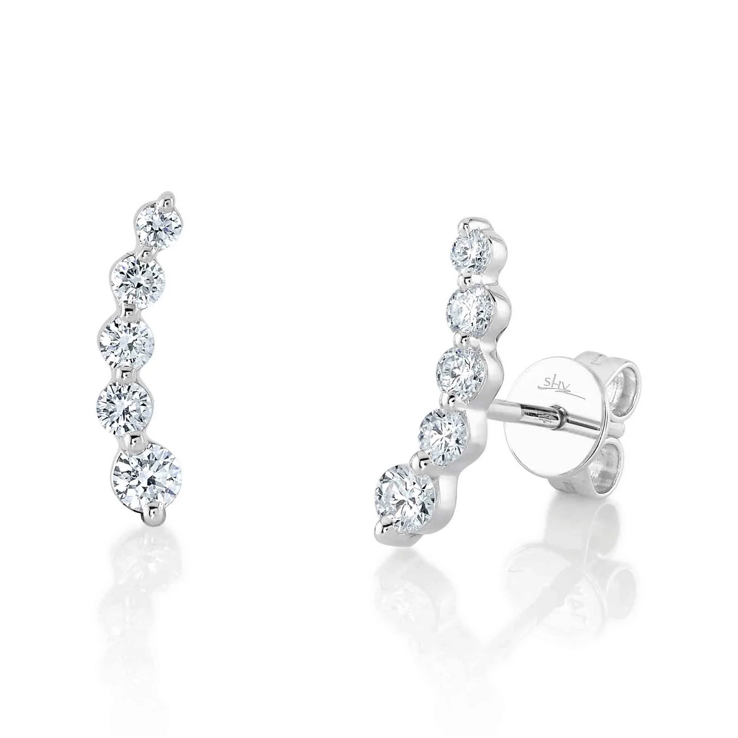 14k Gold 0.47Ct Diamond Ear Crawler Earring, Available in White, Rose and Yellow Gold