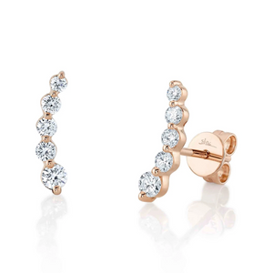 14k Gold 0.47Ct Diamond Ear Crawler Earring, Available in White, Rose and Yellow Gold