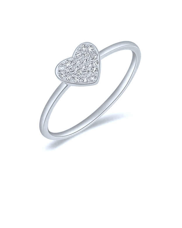14k White Gold 0.08ct Diamond Heart Ring