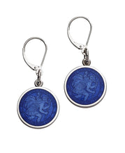 Load image into Gallery viewer, Sterling Silver &amp; Enamel St. Christopher Earrings Royal Blue (color 9)
