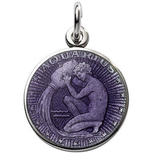 Load image into Gallery viewer, Sterling Silver Enamel Aquarius medal 3/4&quot;-19mm-nickel size
