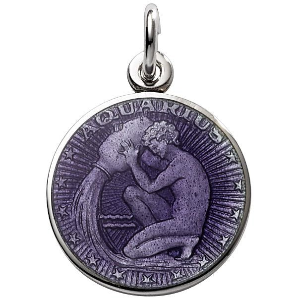 Sterling Silver Enamel Aquarius medal 3/4
