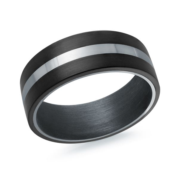8MM Grey Tantalum & Carbon Fiber, Band, Size 10.0