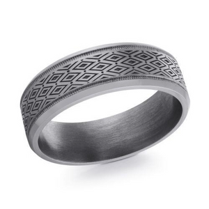 7MM Grey Laser Engraved Tantalum Band, Size 10.0