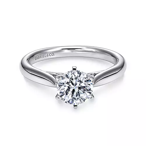 Gabriel 14k White Gold, CZ ctr, 0.03 Ct Diamond Semi Mount