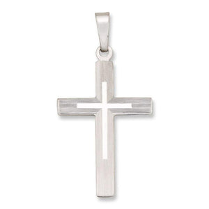 14KT White Gold - Solid Engraved - 22 X 15 MM Cross