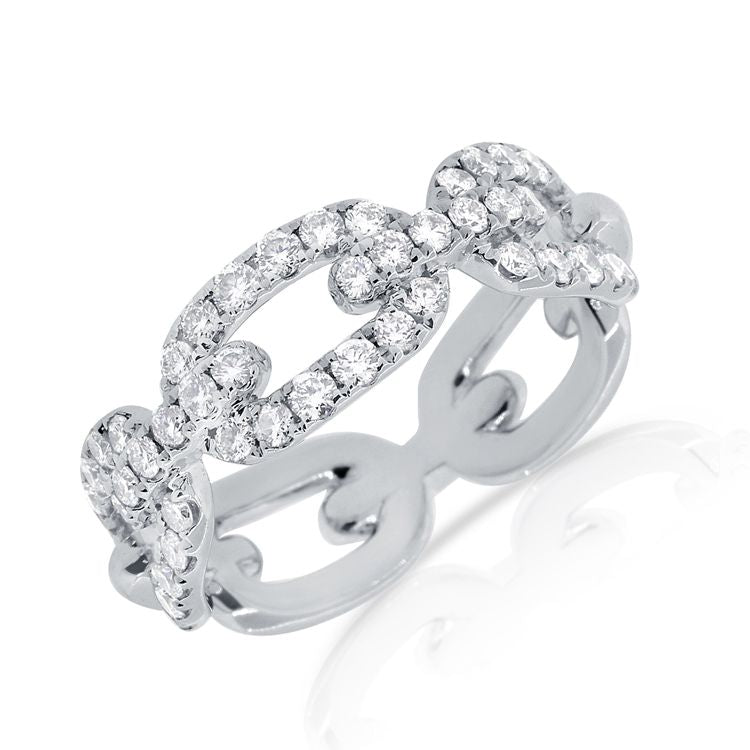 14k Gold 0.72 Ct Diamond Oval Link Band, Available in White, Rose and Yellow Gold
